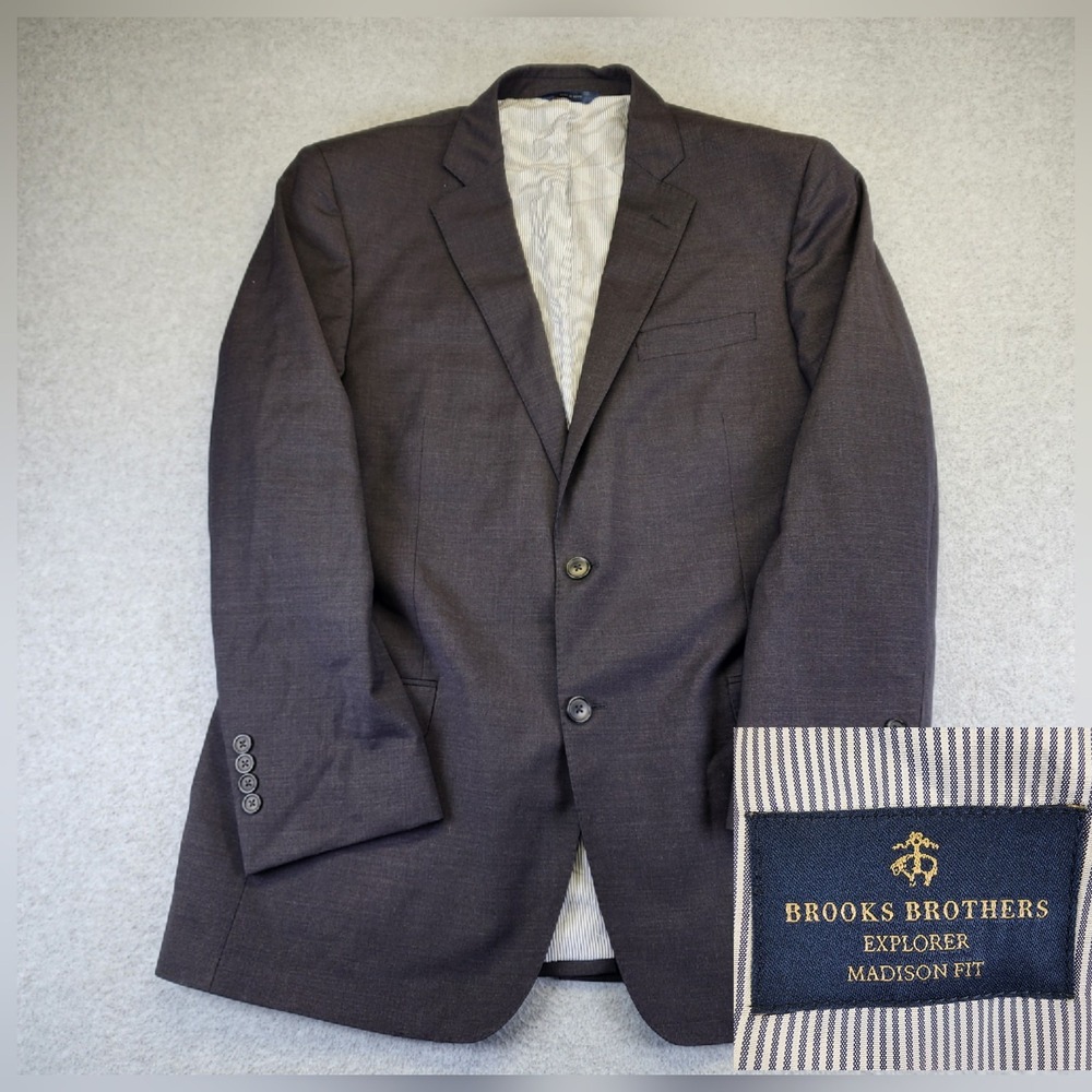 Brooks Brothers Sport Coat Mens 44R Gray Explorer Madison Fit Blazer Wool Jacket
